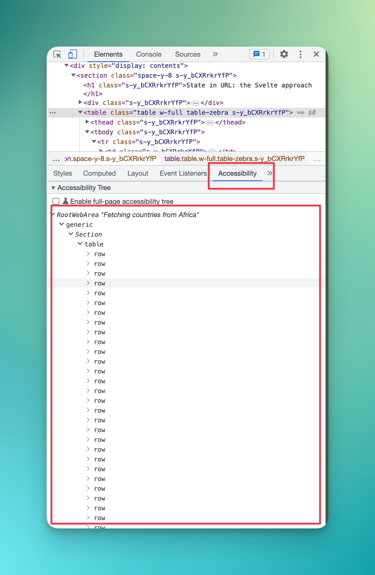 Accessibility tree in Chromium