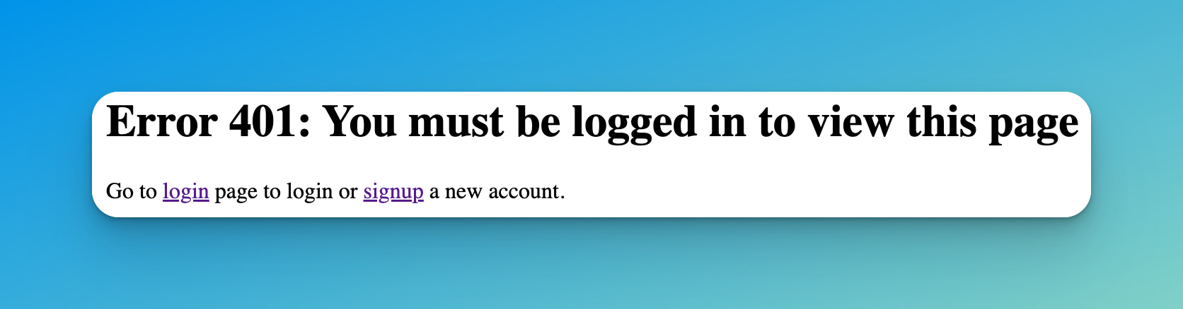 Unauthorized error page