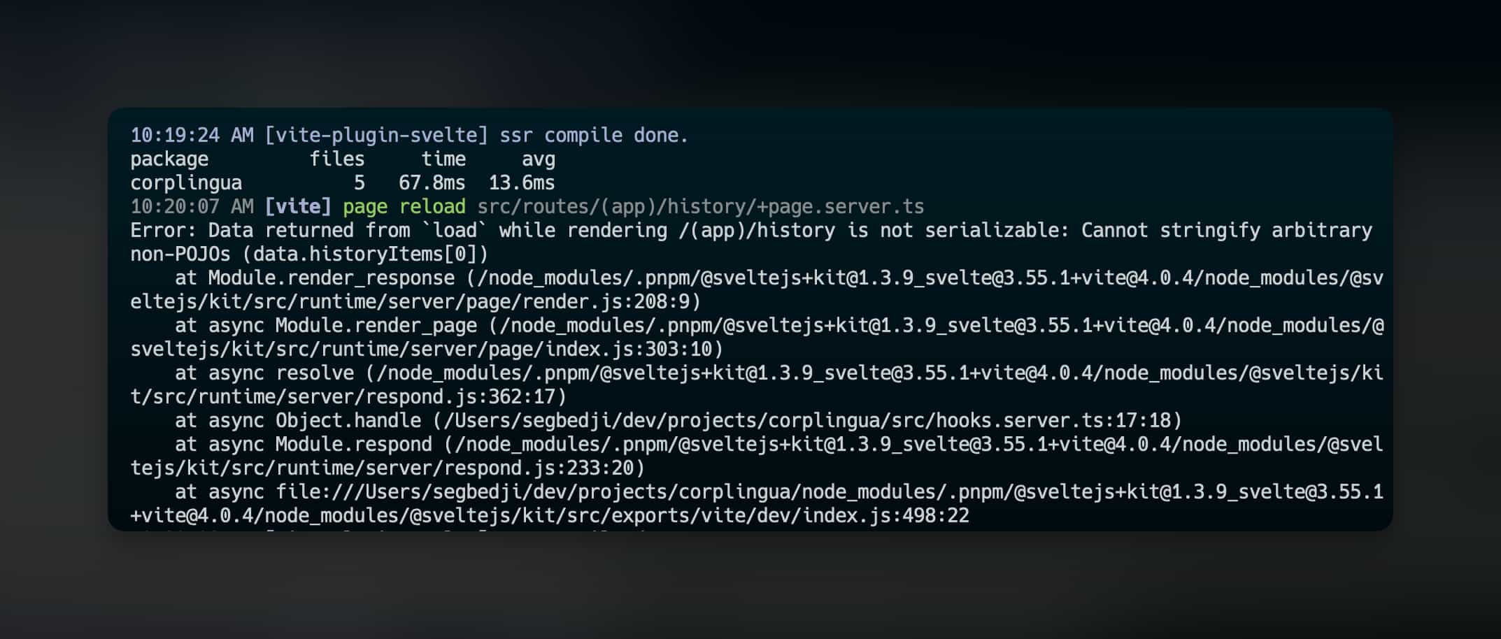 Error in the console